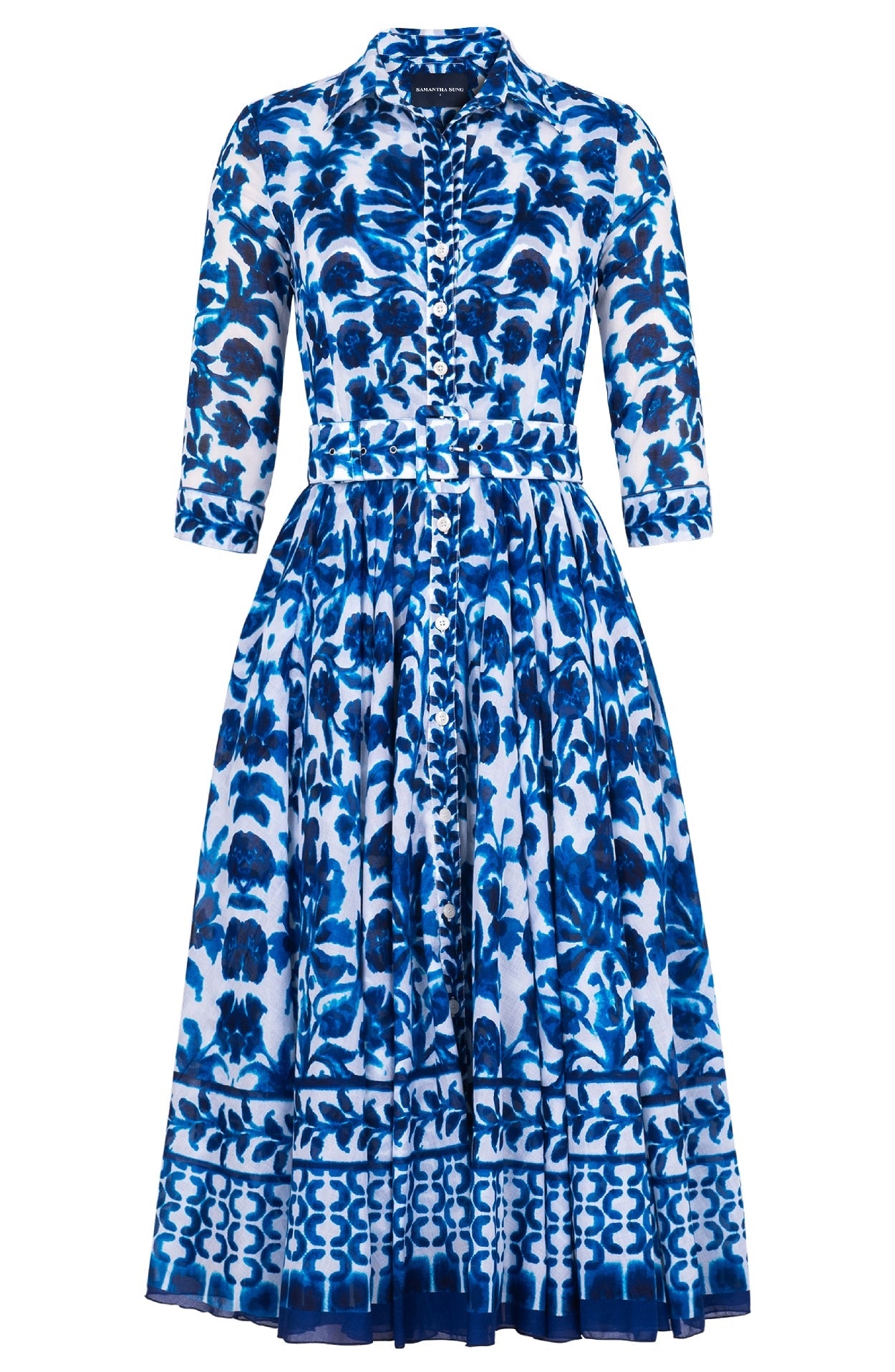 blue blossom jacquard samantha dress The Story Behind Our Cobalt Dresses | Azulejo Portuguese She is wearing a