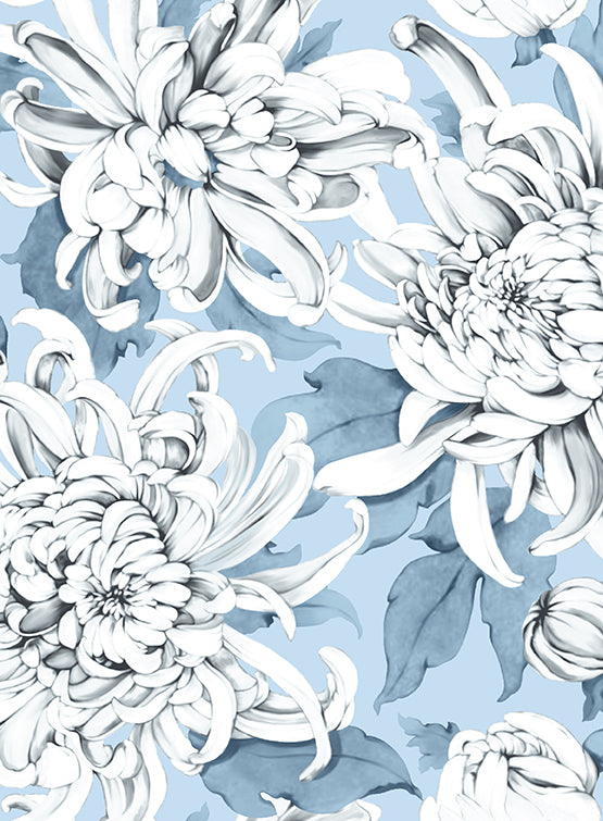 Audrey Dress #4 Shirt Collar 3/4 Sleeve Midi Length Musola (Chrysanthemum Flower)