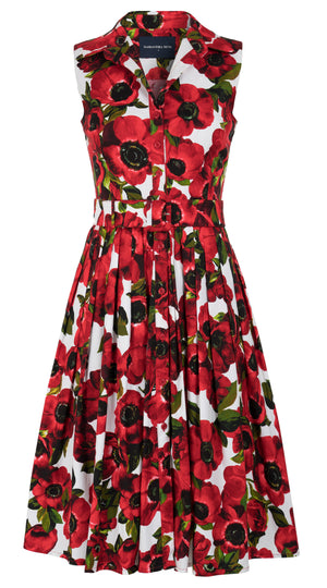 Audrey Dress #2 Shirt Collar 3/4 Sleeve Long Length Cotton Stretch (Anemon Fokker) @1