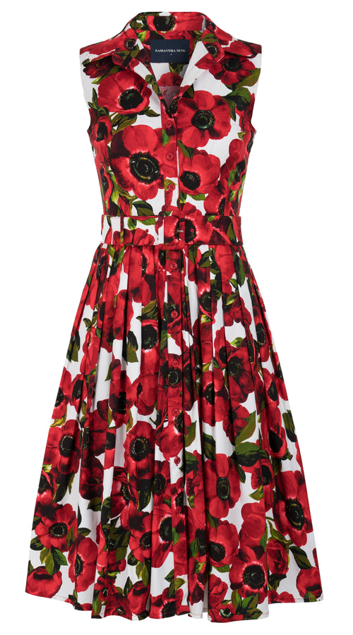 Audrey Dress #2 Shirt Collar 3/4 Sleeve Long Length Cotton Stretch (Anemon Fokker) @1