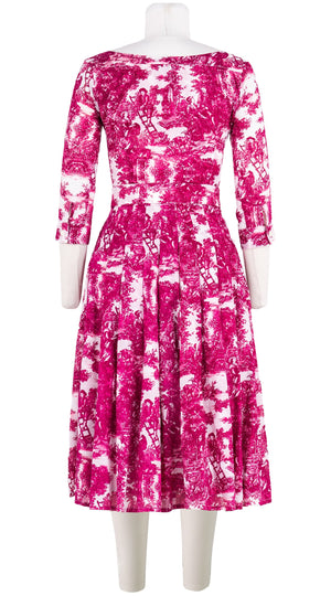 Florance Dress #4 Boat Neck 3/4 Sleeve Long +3 Length Cotton Musola (Antilles Toile White)