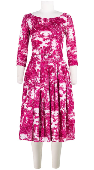 Florance Dress #4 Boat Neck 3/4 Sleeve Long +3 Length Cotton Musola (Antilles Toile White)