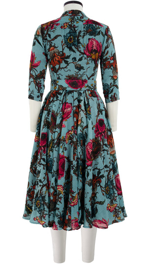 Aster Dress Shirt Collar 3/4 Sleeve Midi Length Wool Musola (Artemis Wallpaper) @4