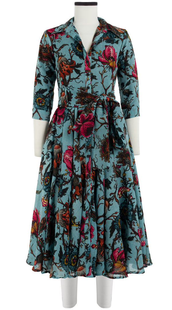 Aster Dress Shirt Collar 3/4 Sleeve Midi Length Wool Musola (Artemis Wallpaper) @4