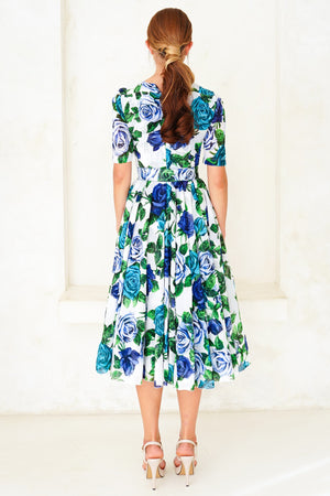 Aster Dress Crew Neck 1/2 Sleeve Midi Length Cotton Musola (Charlotte Rose Big)