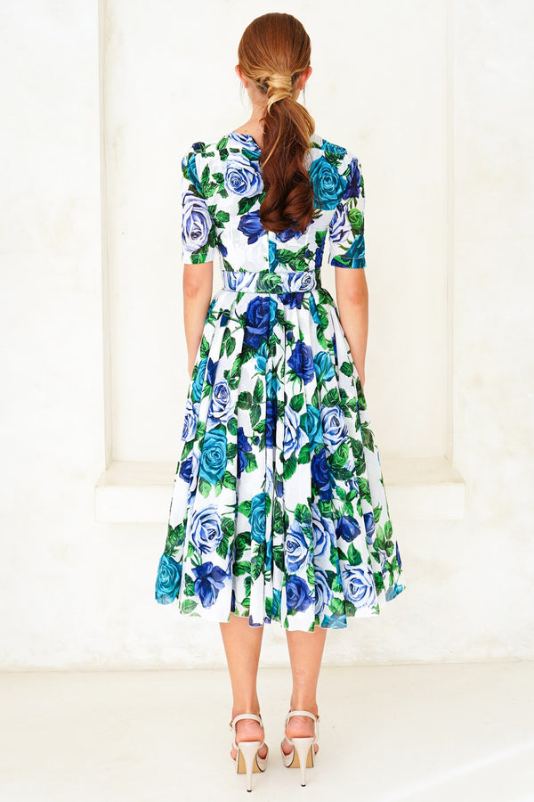 Aster Dress Crew Neck 1/2 Sleeve Midi Length Cotton Musola (Charlotte Rose Big)