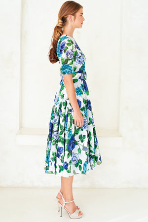 Aster Dress Crew Neck 1/2 Sleeve Midi Length Cotton Musola (Charlotte Rose Big)