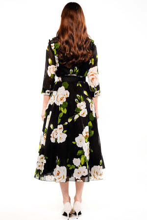 Aster Dress Shirt Collar 3/4 Sleeve Midi Length Musola (Amber Queen) @8