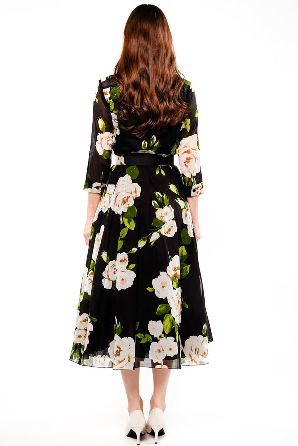 Aster Dress Shirt Collar 3/4 Sleeve Midi Length Musola (Amber Queen) @8