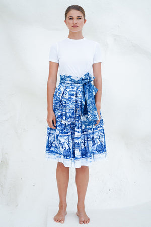 Lana Skirt Cotton Stretch (Azulejo All Over)