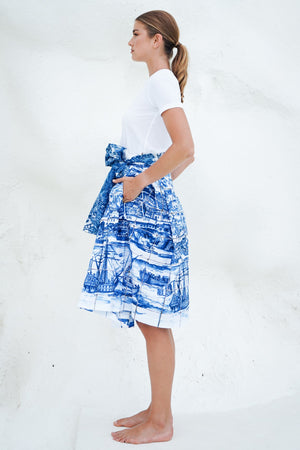 Lana Skirt Cotton Stretch (Azulejo All Over)