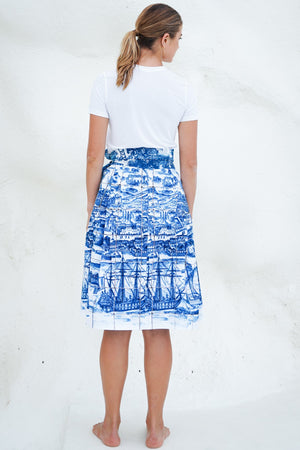 Lana Skirt Cotton Stretch (Azulejo All Over)