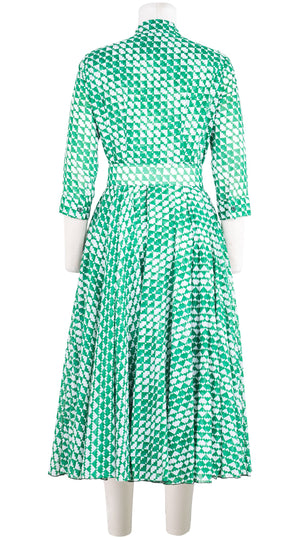 Aster Dress Shirt Collar 3/4 Sleeve Midi Length Cotton Musola (Bamboo Weave)