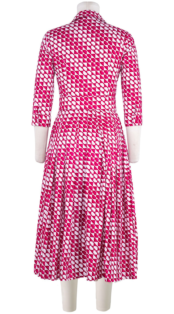 Audrey Dress #4 Shirt Collar 3/4 Sleeve Midi Length Cotton Stretch (Bamboo Weave)