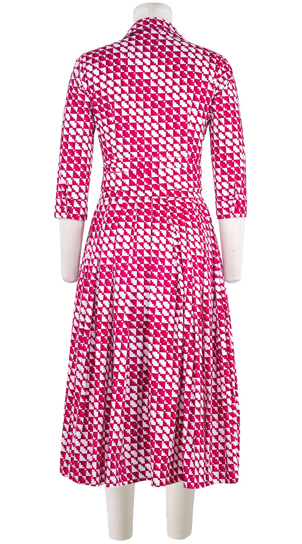 Audrey Dress #4 Shirt Collar 3/4 Sleeve Midi Length Cotton Stretch (Bamboo Weave)