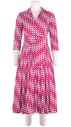 Audrey Dress #4 Shirt Collar 3/4 Sleeve Midi Length Cotton Stretch (Bamboo Weave)