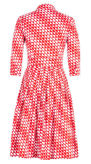 Audrey Dress #2 Shirt Collar 3/4 Sleeve Long Length Cotton Stretch (Bamboo Weave)