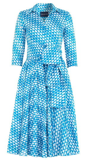 Aster Dress Shirt Collar 3/4 Sleeve Midi Length Cotton Musola (Bamboo Weave)