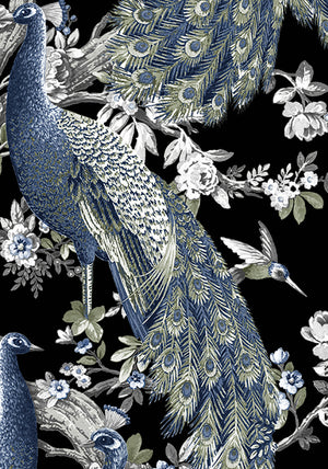 Audrey Dress #1 Shirt Collar 3/4 Sleeve Long Length Cotton Stretch (Belvedere Peacock)