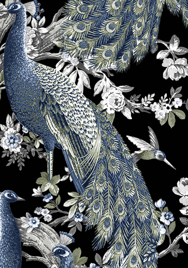 Audrey Dress #1 Shirt Collar 3/4 Sleeve Long Length Cotton Stretch (Belvedere Peacock)
