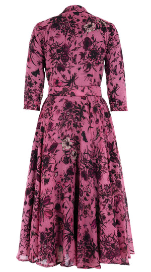 Aster Dress Shirt Collar 3/4 Sleeve Midi Length Wool (Botanic New Small) @6