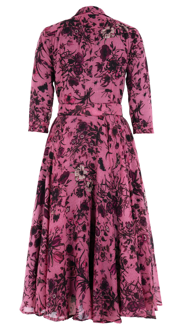 Aster Dress Shirt Collar 3/4 Sleeve Midi Length Wool (Botanic New Small) @6