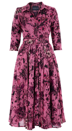 Aster Dress Shirt Collar 3/4 Sleeve Midi Length Wool (Botanic New Small) @6