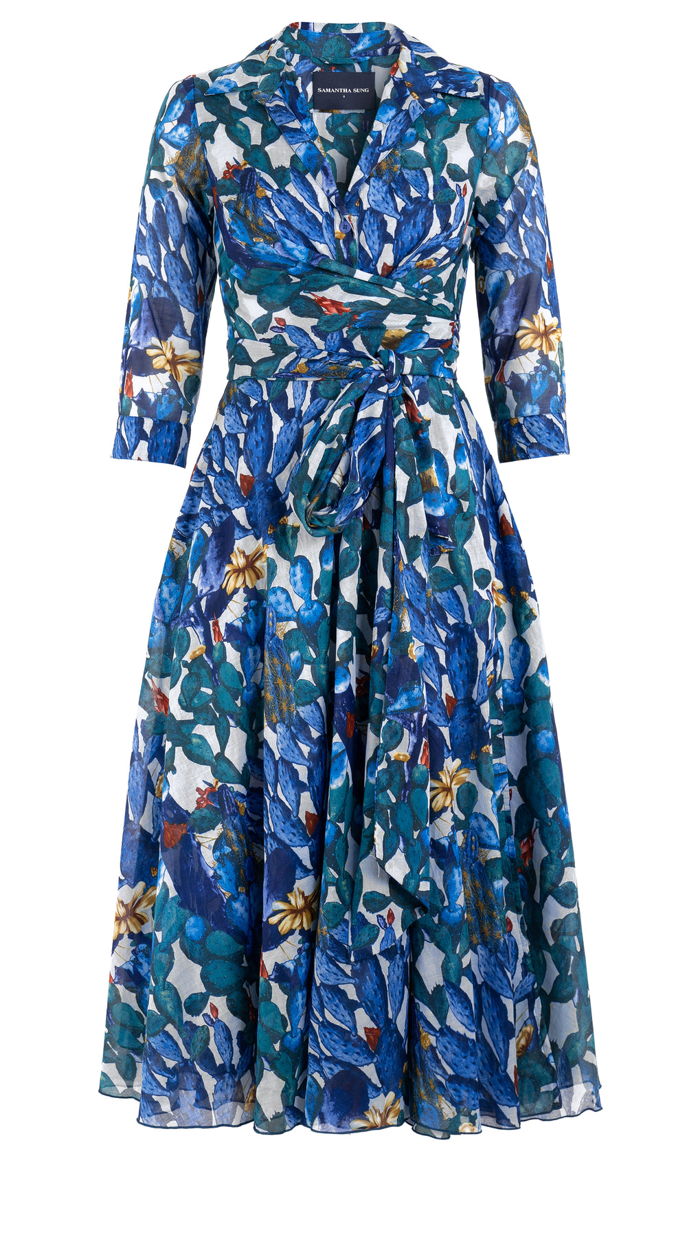 Olivia Dress Shirt Collar 3/4 Sleeve Midi Length Musola (Cactus Paradise) @2