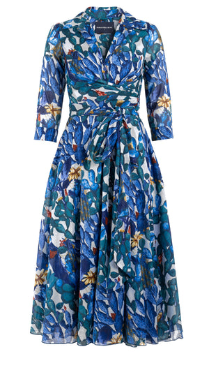 Olivia Dress Shirt Collar 3/4 Sleeve Midi Length Musola (Cactus Paradise) @2