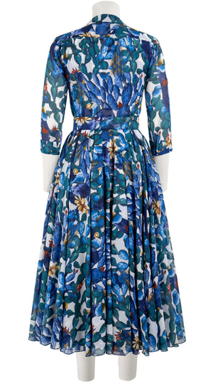 Olivia Dress Shirt Collar 3/4 Sleeve Midi Length Musola (Cactus Paradise) @2