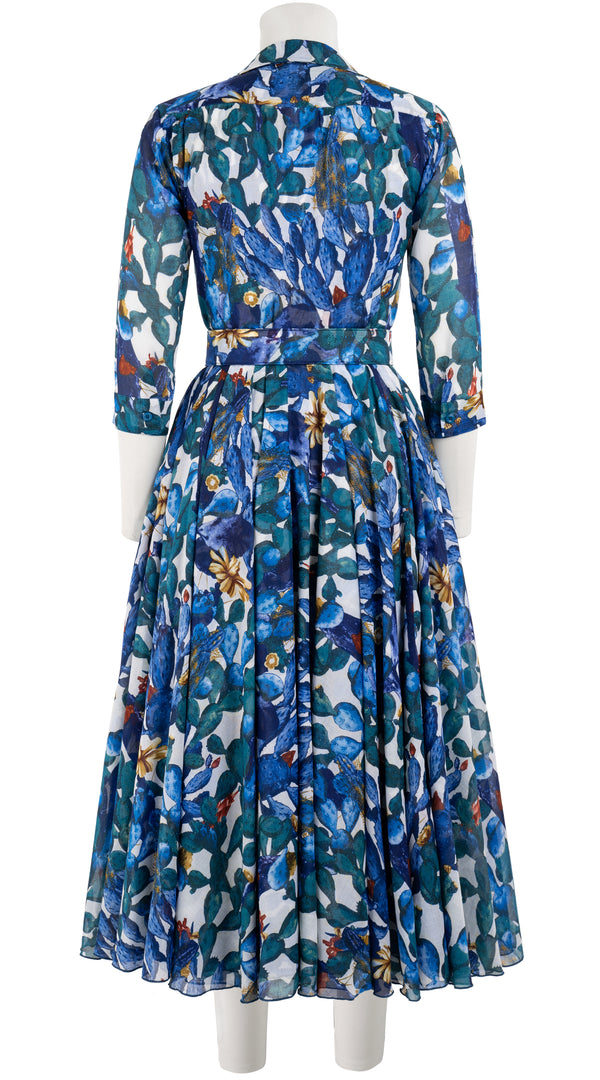 Olivia Dress Shirt Collar 3/4 Sleeve Midi Length Musola (Cactus Paradise) @2
