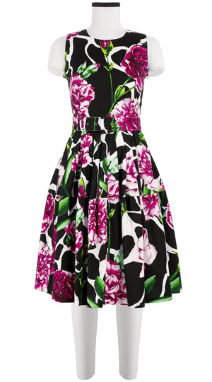 Rachel Dress Crew Neck Sleeveless Regular Length Cotton Stretch (Carnation Giraffe) @3