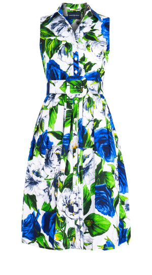 Audrey Dress #1 Shirt Collar Sleeveless Long Length Cotton Stretch (Casanova Rose? @6