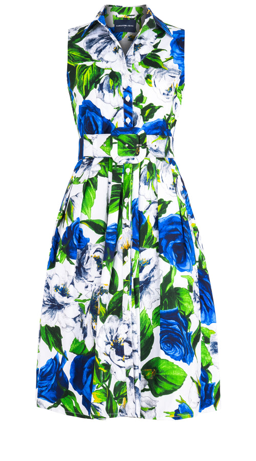 Audrey Dress #1 Shirt Collar Sleeveless Long Length Cotton Stretch (Casanova Rose? @6