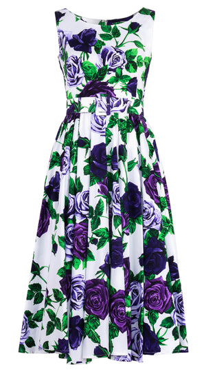 Abelia Dress Boat Neck Sleeveless Midi Length Cotton Stretch (Charlotte Rose) @6