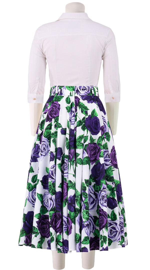 Aster Skirt #1 with Belt Midi Length Poplin (Charlotte Rose Big)