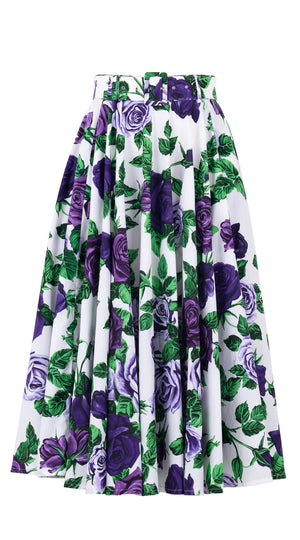 Aster Skirt #1 with Belt Midi Length Poplin (Charlotte Rose Big)