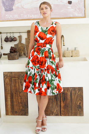 Chelsea Dress Boat Neck Sleeveless Poplin (Poppy Poland Big)