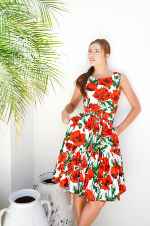 Chelsea Dress Crew Neck Sleeveless Poplin (Poppy Poland Small)