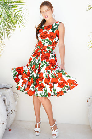 Chelsea Dress Crew Neck Sleeveless Poplin (Poppy Poland Small)