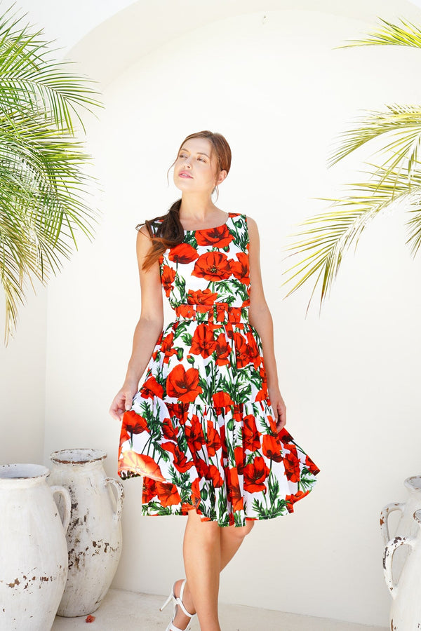 Chelsea Dress Crew Neck Sleeveless Poplin (Poppy Poland Small)