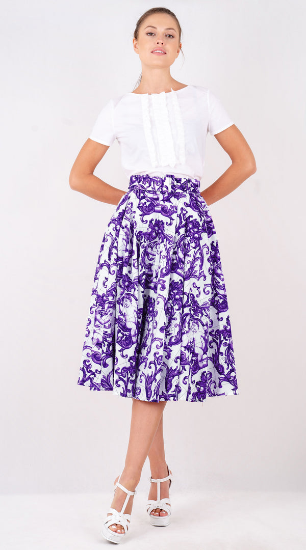 Laurent Skirt Long Length Poplin (Cherub Tile)