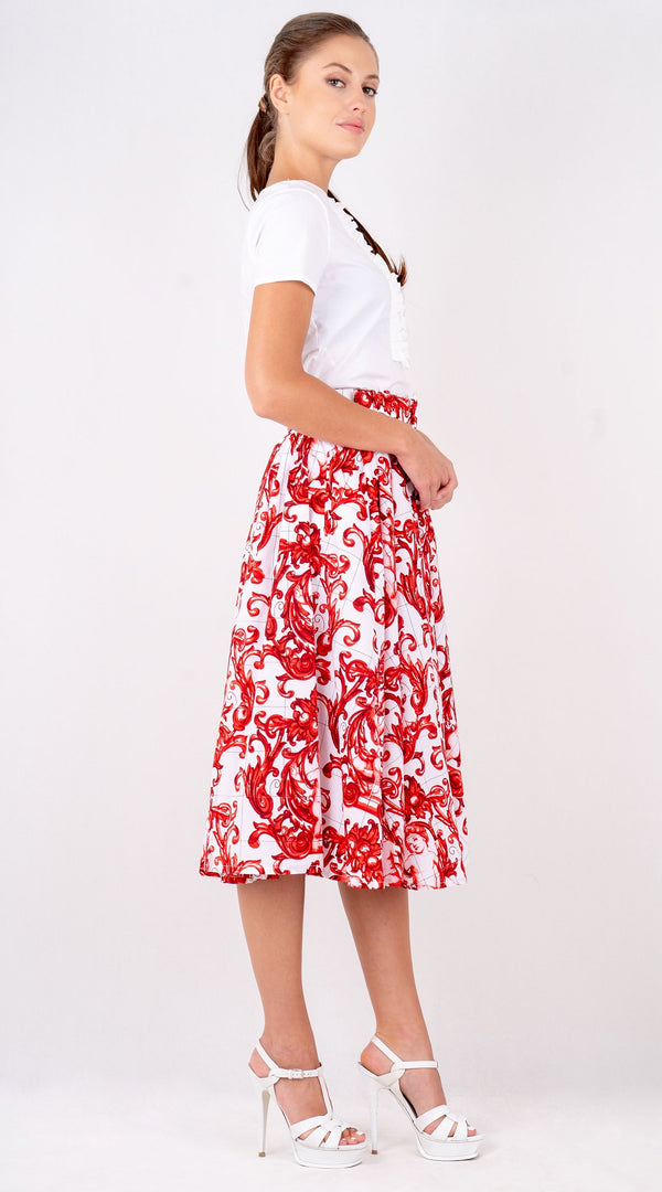 Laurent Skirt Long Length Poplin (Cherub Tile)