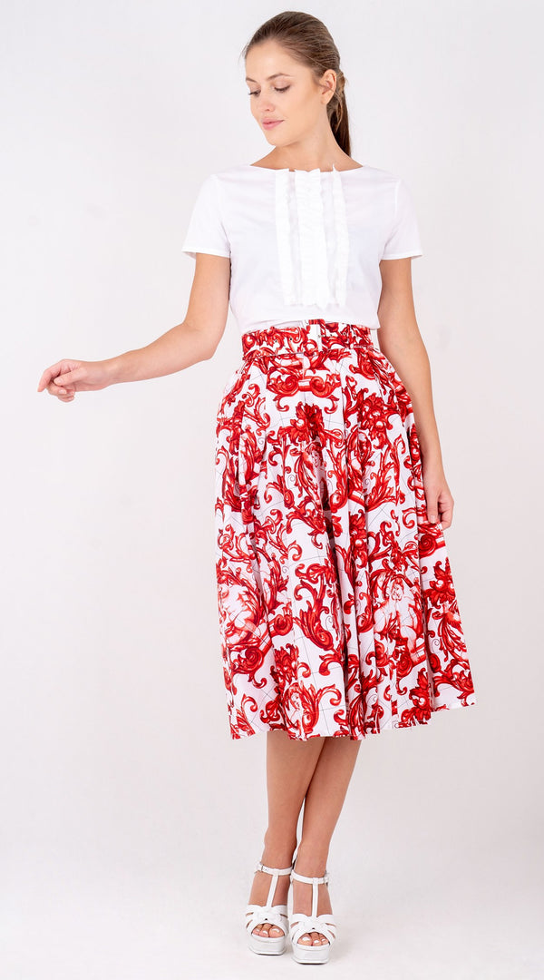 Laurent Skirt Long Length Poplin (Cherub Tile)