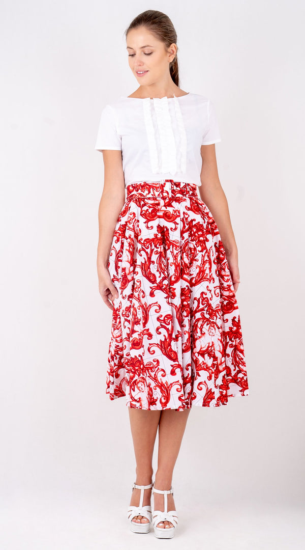 Laurent Skirt Long Length Poplin (Cherub Tile)