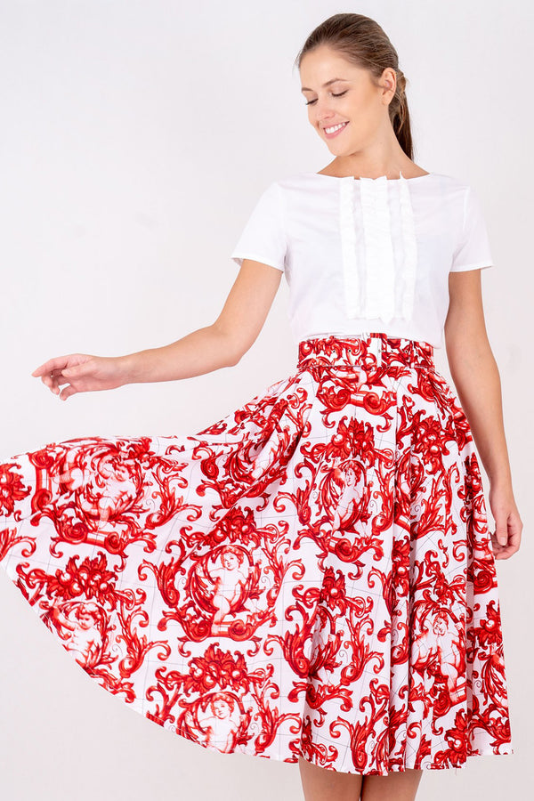Laurent Skirt Long Length Poplin (Cherub Tile)