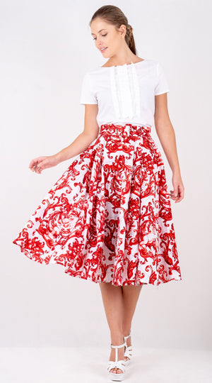 Laurent Skirt Long Length Poplin (Cherub Tile)