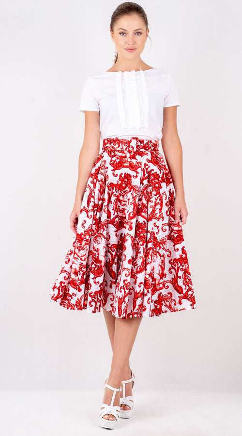 Laurent Skirt Long Length Poplin (Cherub Tile)