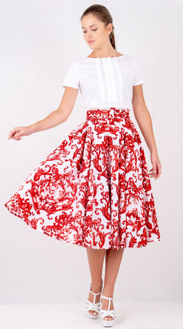 Laurent Skirt Long Length Poplin (Cherub Tile)