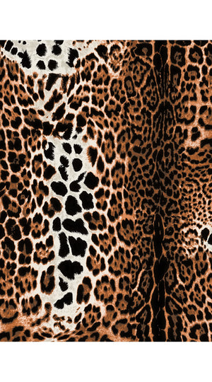 Aster Dress Shirt Collar 3/4 Sleeve Midi Length Cotton Musola (Colombo Leopard)